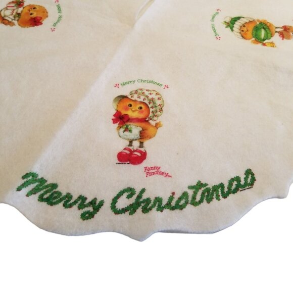 Vintage Christmas Tree Skirt Morgan Inc Feather Finchley 1980s Birds Chicks Felt - Picture 3 of 13